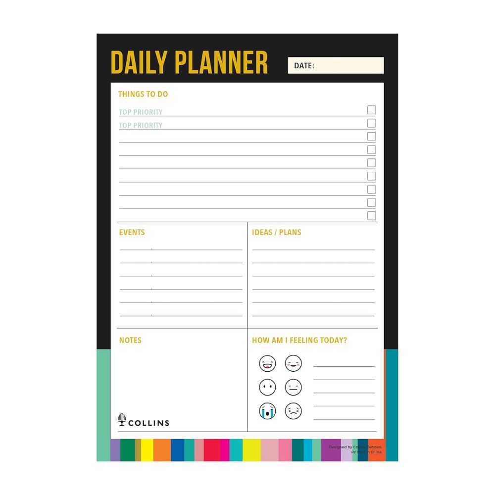 Collins - Edge Rainbow A5 Daily Planner Pad - Black