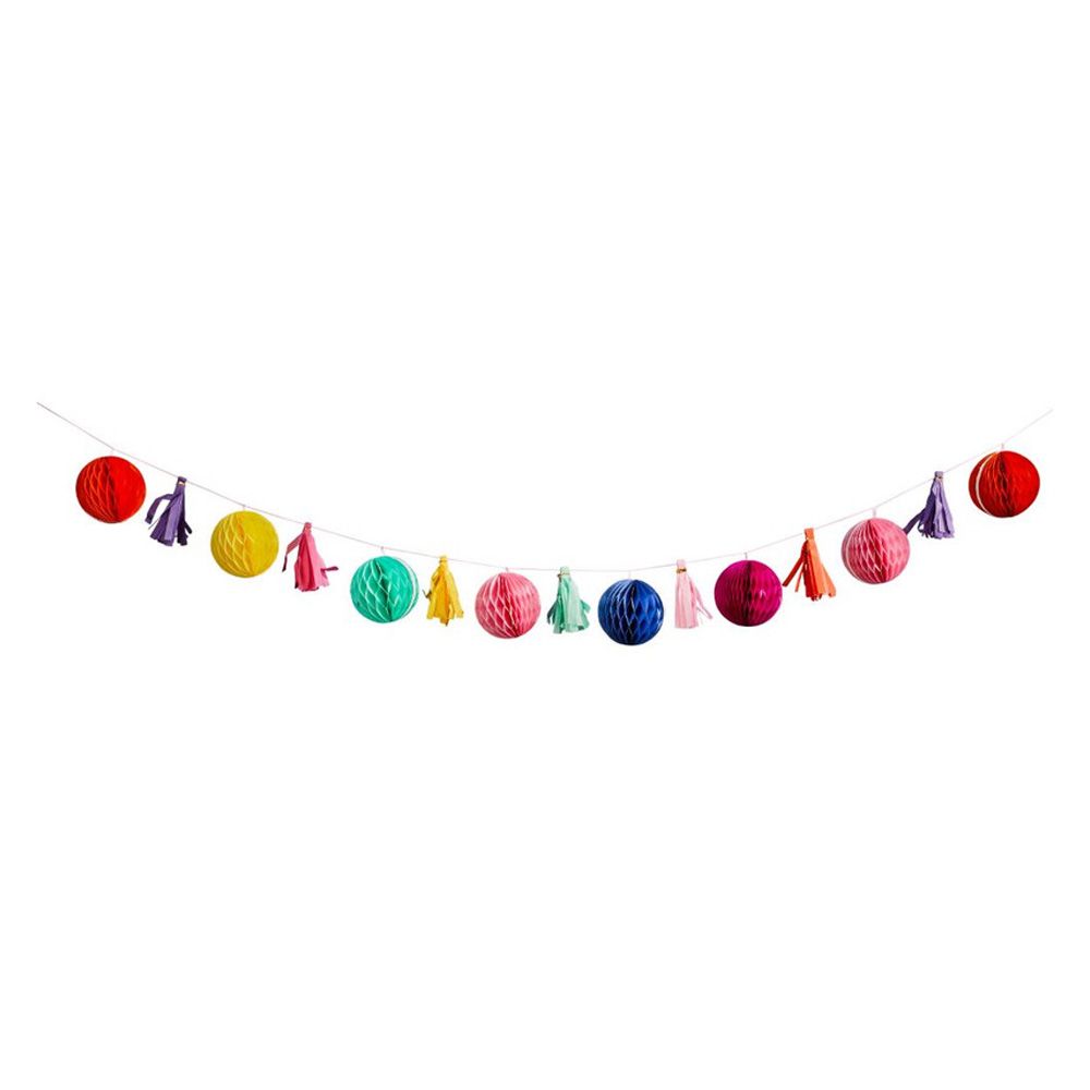 Hootyballoo - Bright Coloured Honeycomb & Tassel Garland - 2M