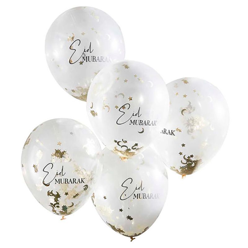 Ginger Ray - Eid Mubarak Moon & Star Confetti Eid Balloon Bundle