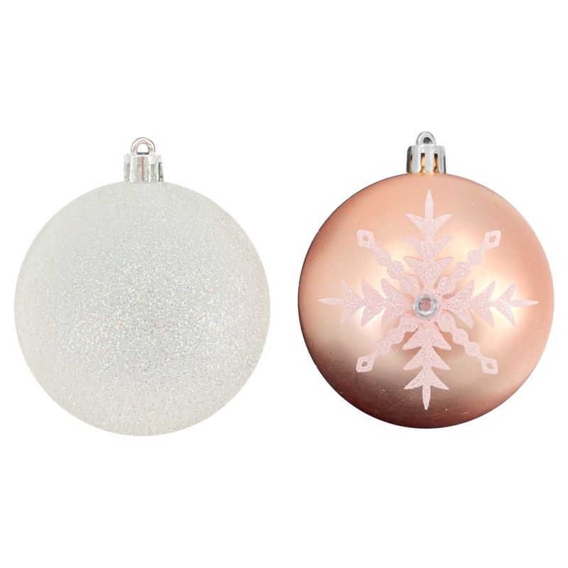 Christmas Magic - Christmas Designer Baubles - Champagne Gold & White - 6pcs