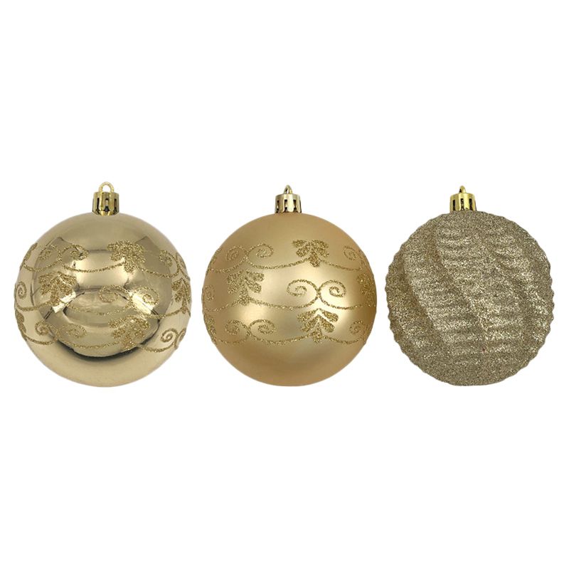 Christmas Magic - Christmas Designed Baubles - Gold - 9pcs