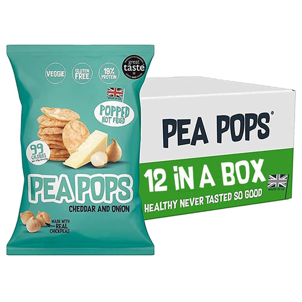 Food Factor - Pea Pops Healthy Protein Chips - Cheddar/Onion - 23 g - Pack of 12