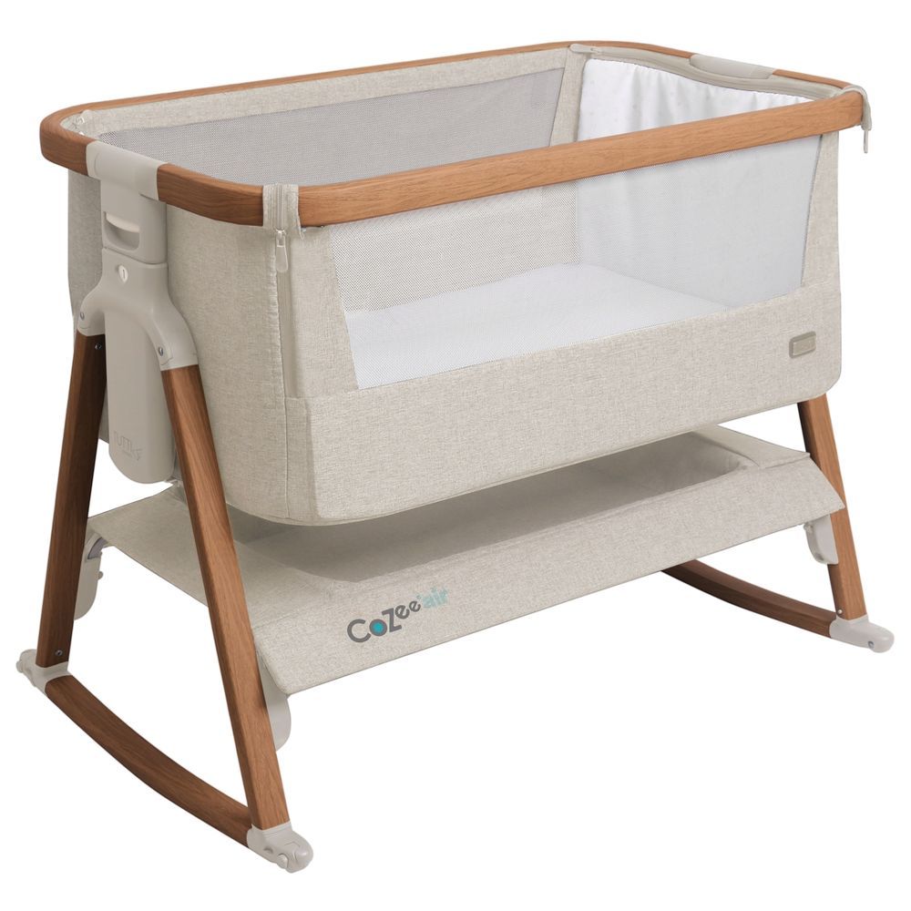 Tutti Bambini - Cozee Air Bedside Crib - Scandinavian Walnut/Ecru