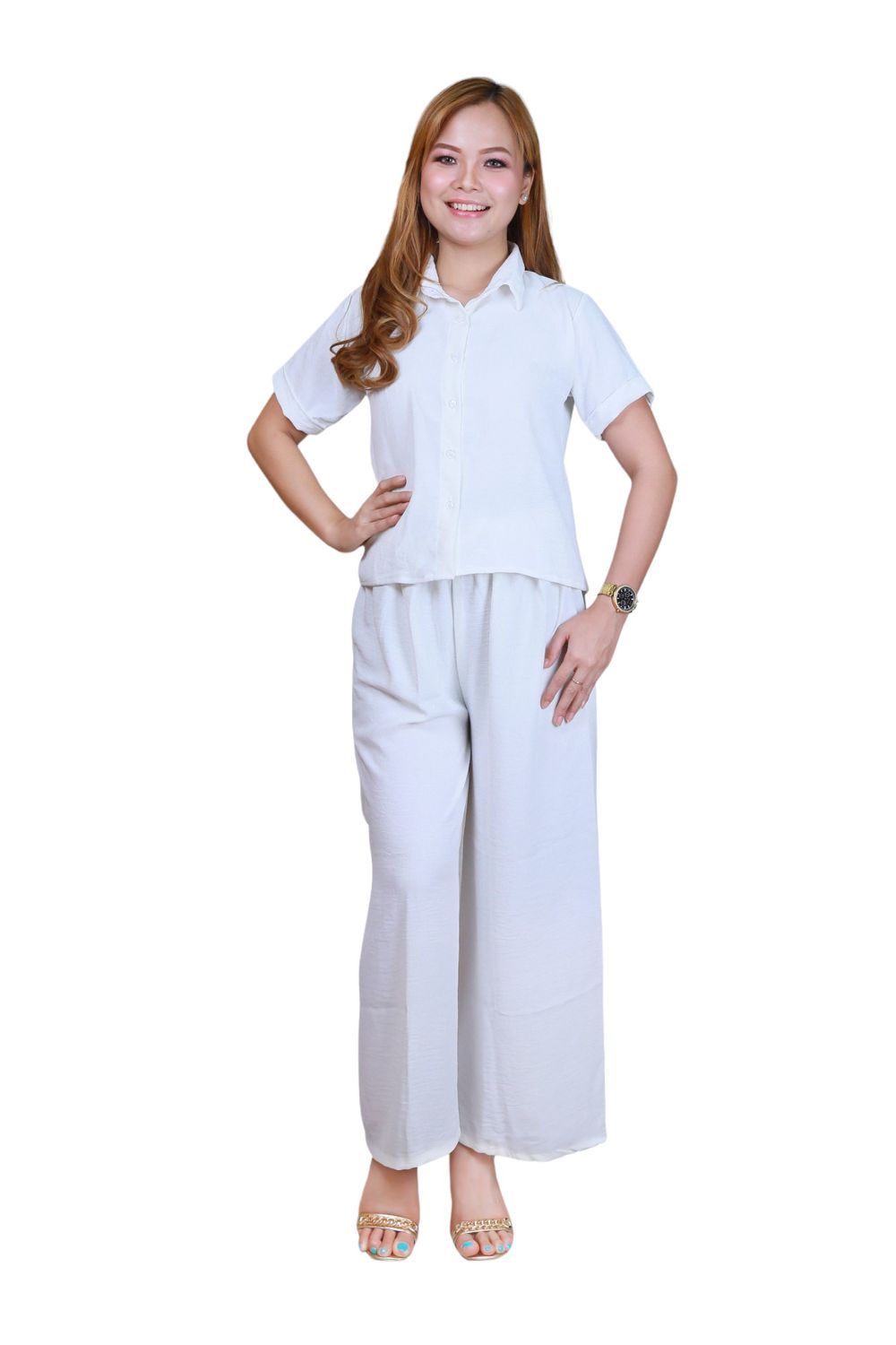 Veronica - Elegant Comfortable 2pc - Co-Ord Set - White