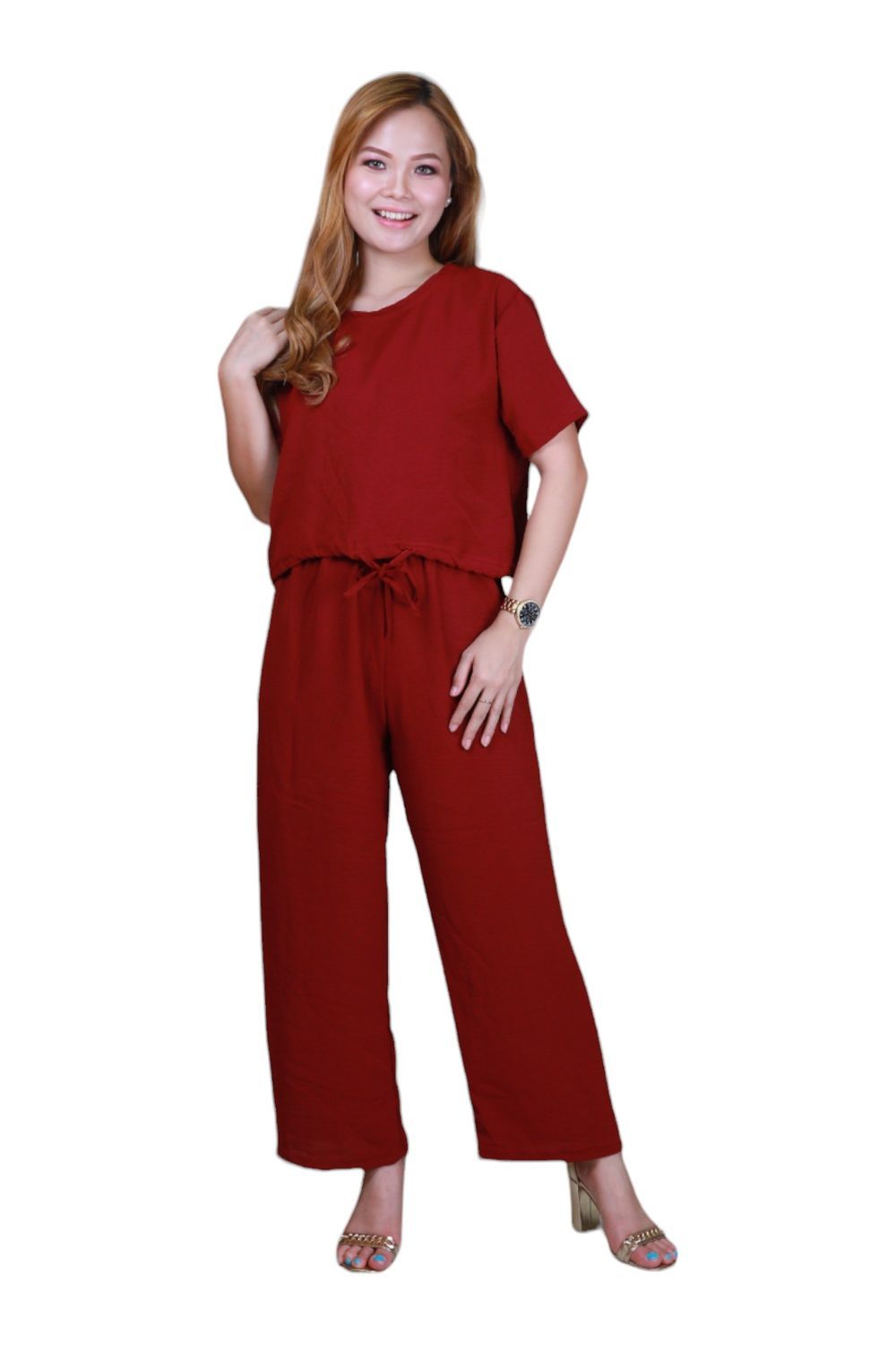 Veronica - Elegant Comfortable Co-Ord Set - Red