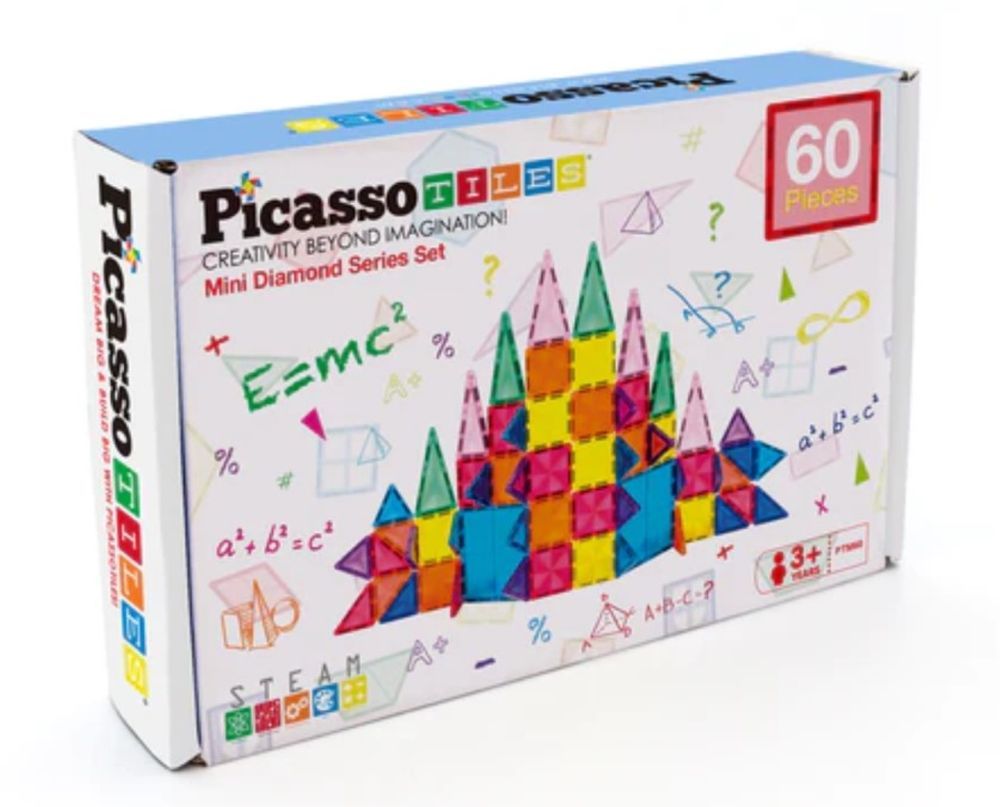 Picasso Tiles - Magnetic Mini Diamond Building Tiles - 60 Pcs