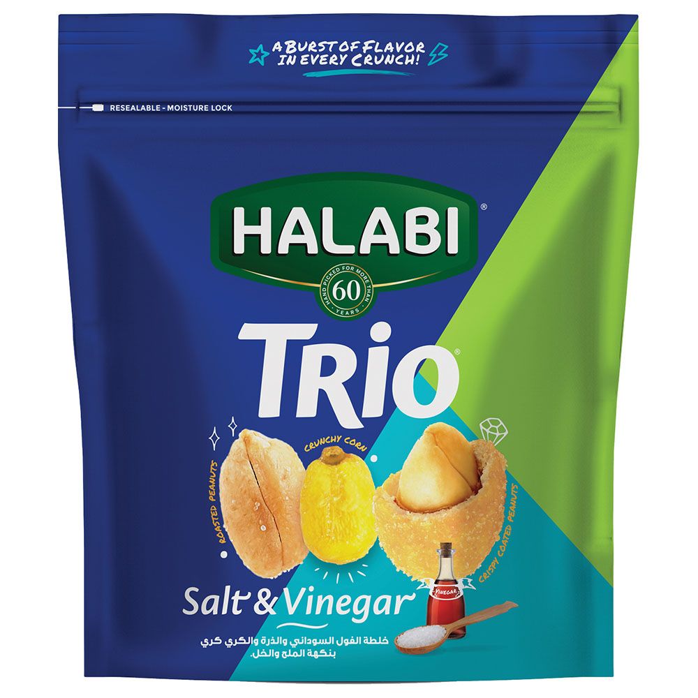 Halabi - Trio Mix Coated Peanuts - Salt And Vinegar - 150 g