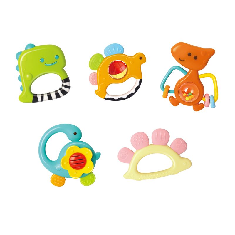 Hola - 5 Stages Dinosaur Rattles Teether Gift Set - 5 Pcs