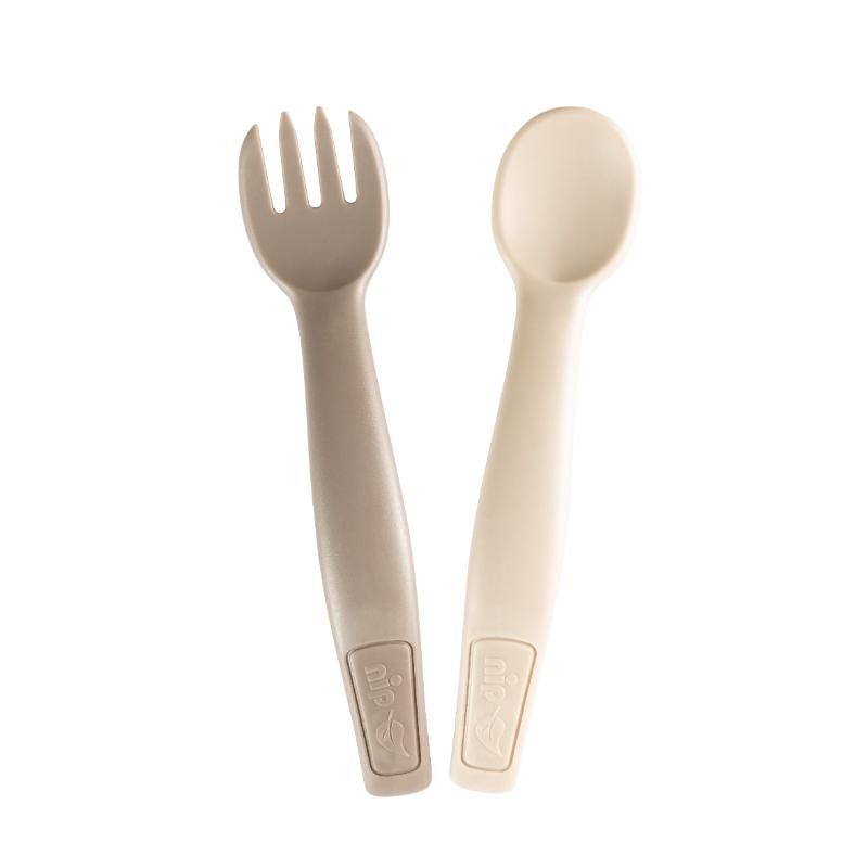 Nip - Spoon & Fork  Eco-Friendly Cutlery Set 2pcs - Grey