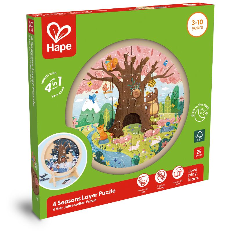 Hape - 4 Seasons Layer Educational Puzzle With Stand - 25 Pcs