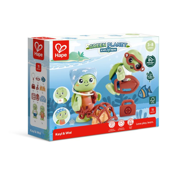 Hape - Green Planet Explorers Kayl & Wai Turtle Figurine Playset - 11 Pcs