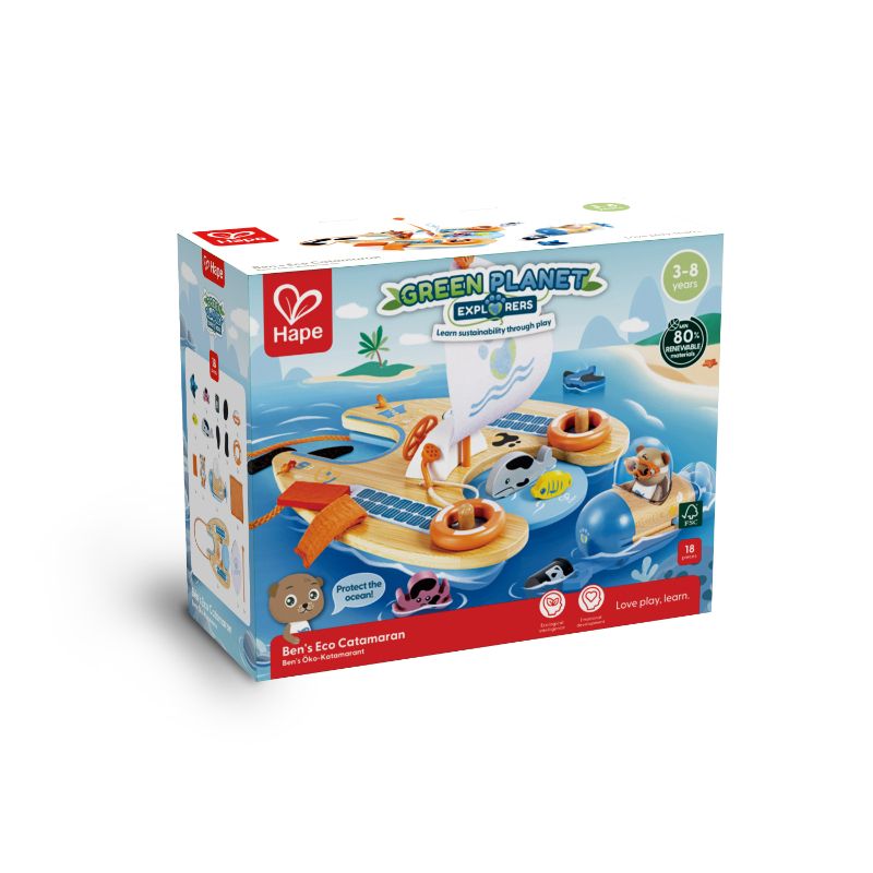 Hape - Ben's Eco Catamaran Submarine Playset - 18 Pcs