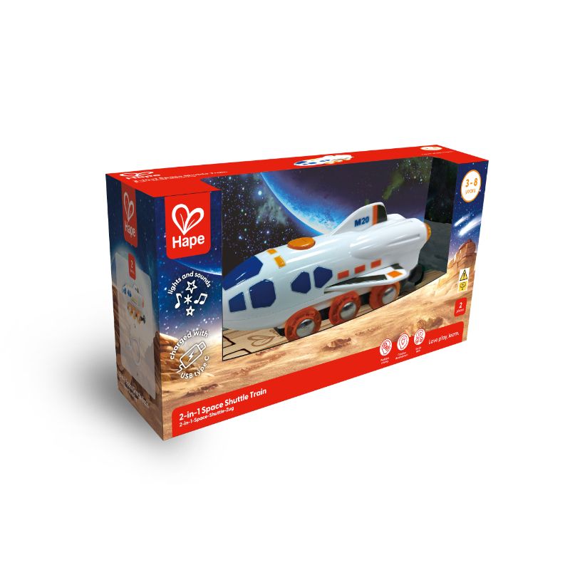 Hape - 2-In-1 Space Shuttle Plane And Train Toy