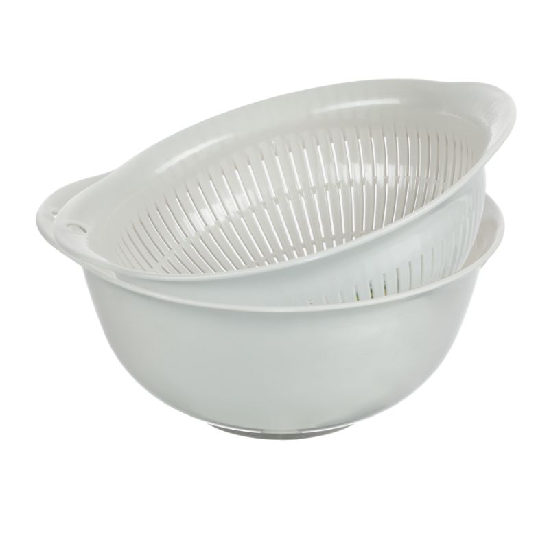 Inochi - Yoko 2-In-1 Bowl And Colander Set - 23cm - Pearl White