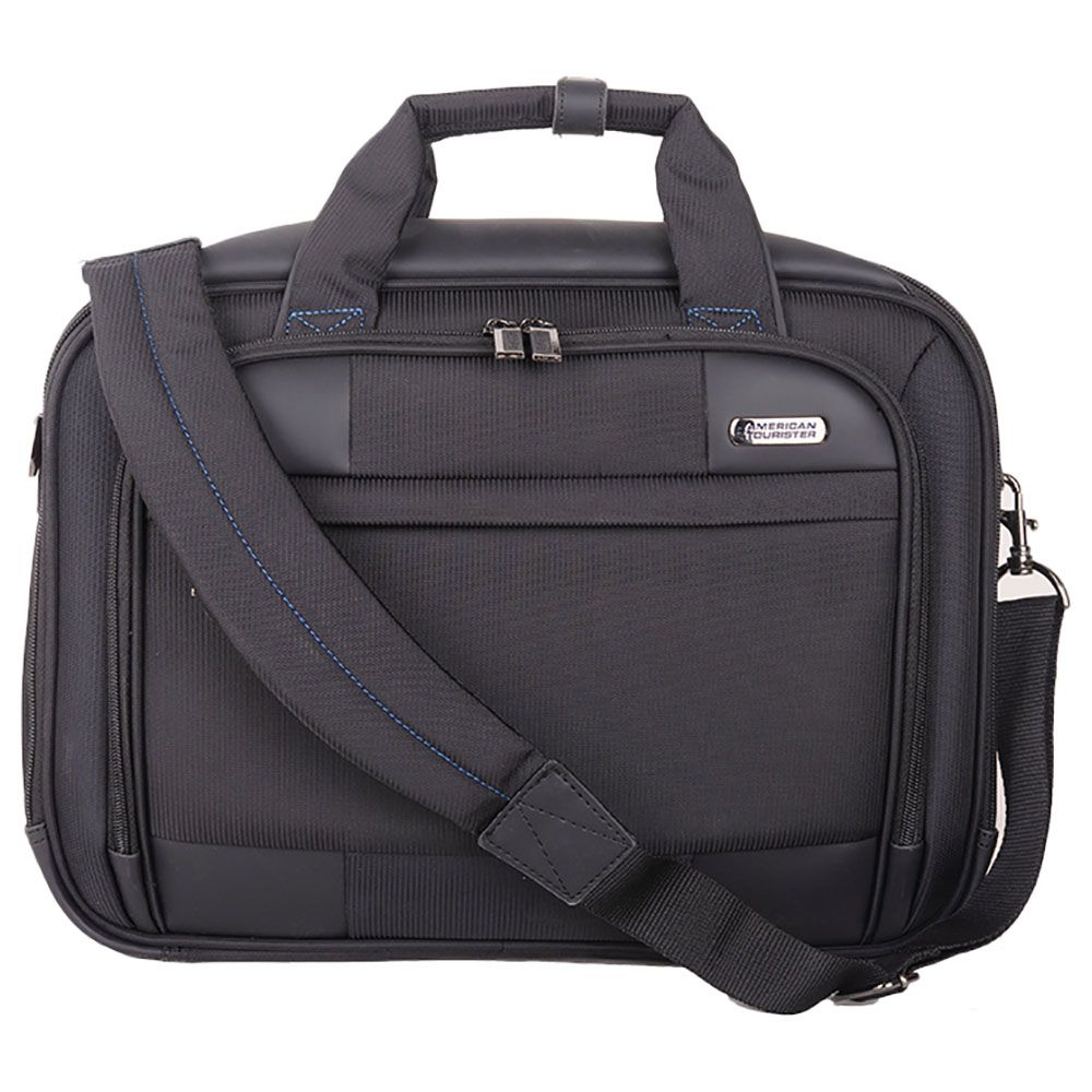 American Tourister - Merit Laptop Briefcase - Medium - Black/Blue