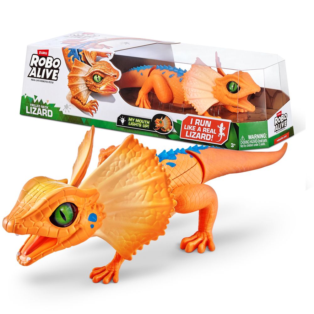 Zuru - Robo Alive Robotic Pet - Frilled Neck Lizard - Orange