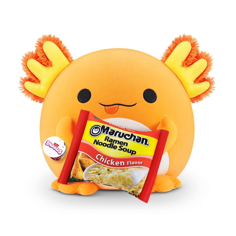 ZURU - Snackles Super Soft Plush Toy - Albie Axolotl with Maruchan Ramen - 14 Inches