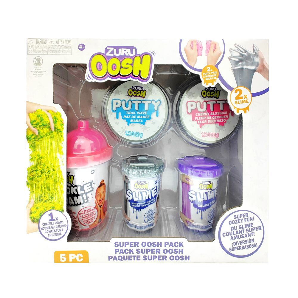 Zuru - Super Oosh Pack-2 Putty - 2 Slime - 1 Crackle Foam! Color/Style May Vary