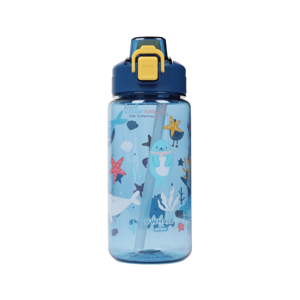 Little Angel - BPA Free Whale Kids Water Bottle - 600ml - Blue