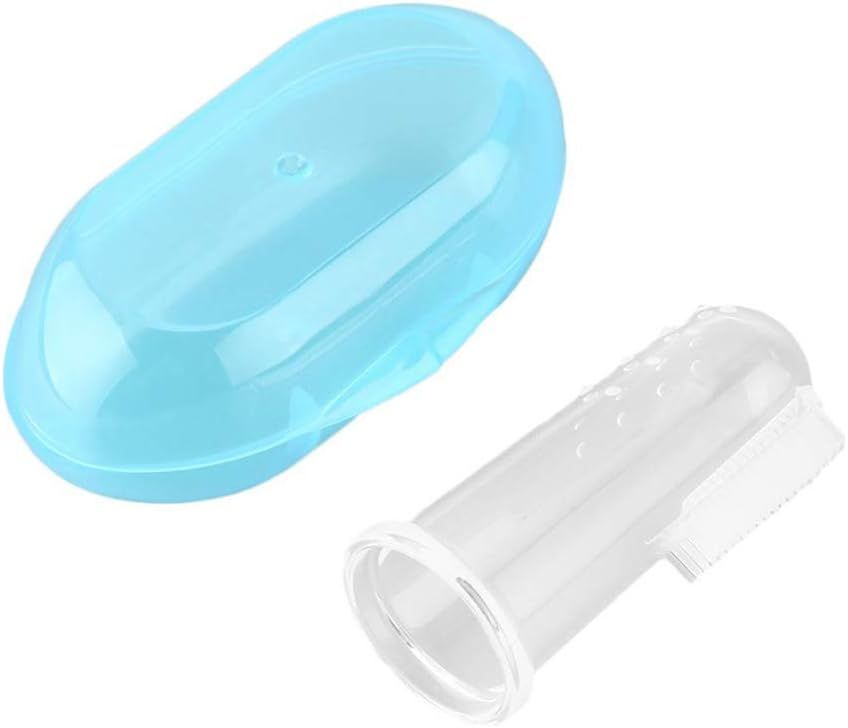 Little Angel - Baby Silicone Finger Toothbrush With Protective Case - Blue