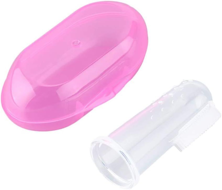 Little Angel - Baby Silicone Finger Toothbrush With Protective Case - Pink