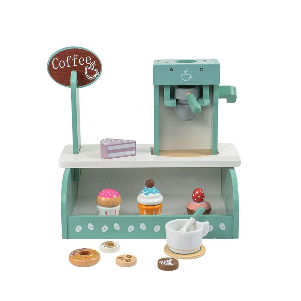 Little Angel - Kids Wooden Coffee Machine Station Playset - 12pcs