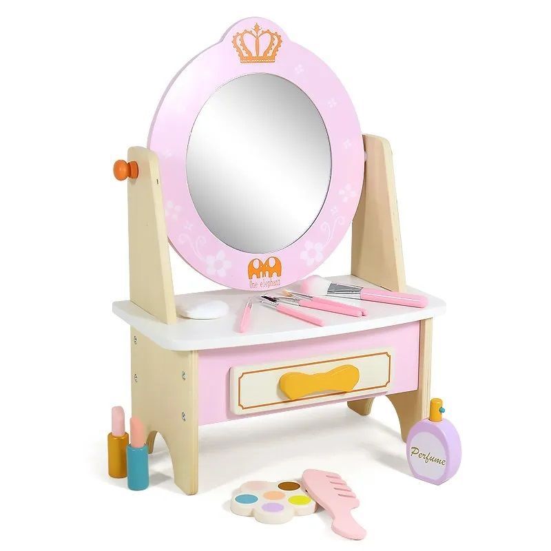 Little Angel - Kids Wooden Vanity Set With Accessories - Pink