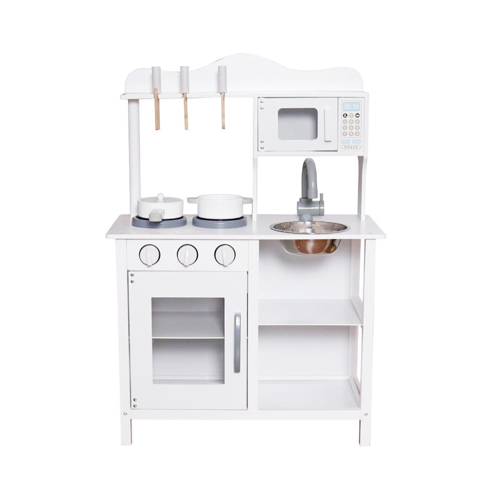 Little Angel - Kids Classic Wooden Toy Kitchen Playset - White