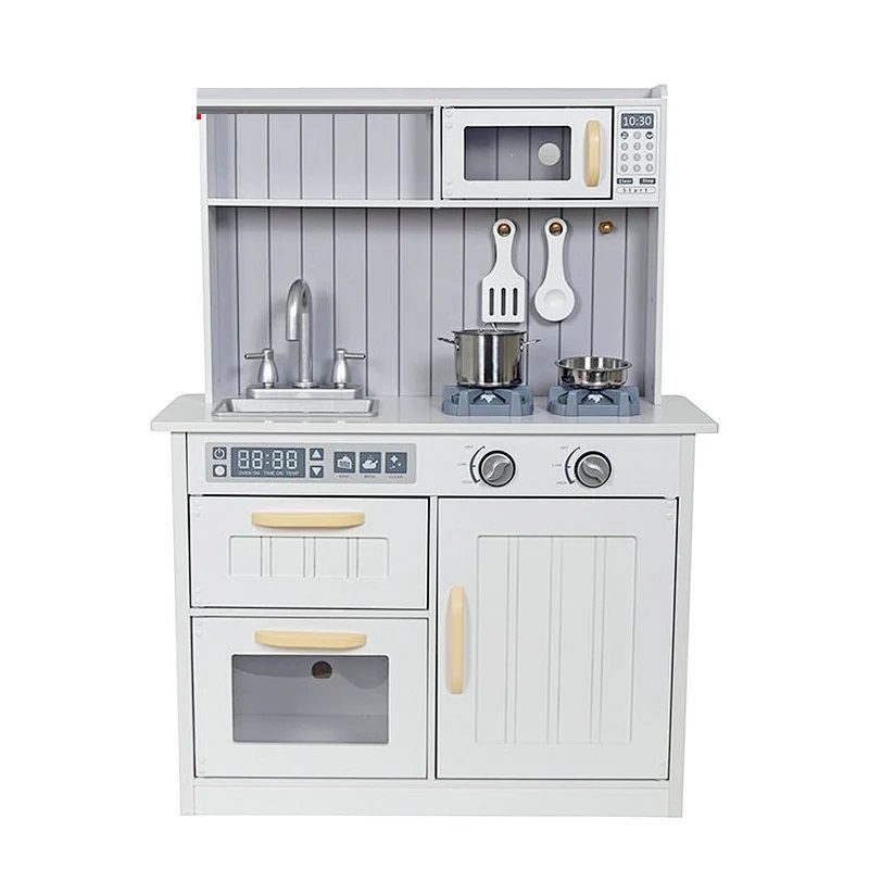 Little Angel - Kids Wooden Kitchen Pretend Playset - Light Grey