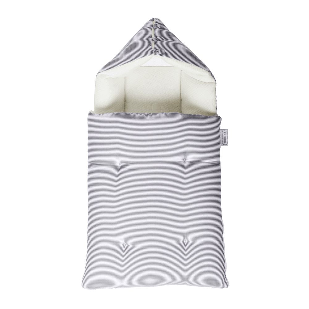 White&Grey - Striped Baby Sleeping Bag - Grey