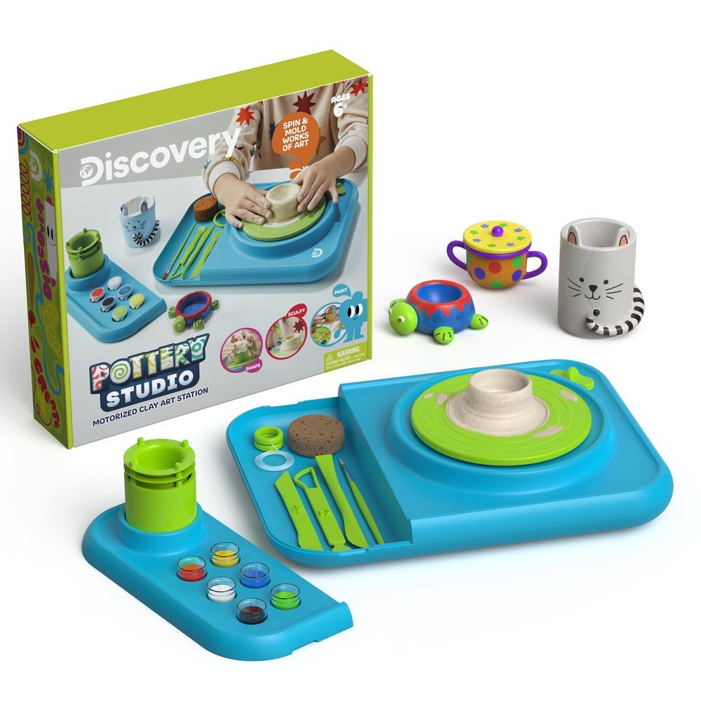 Discovery - Kids Spin And Mold Clay Pottery Studio Stem Toy