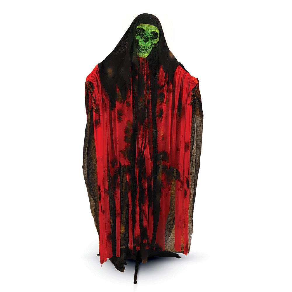 Mad Toys - Halloween Decoration - Standing Animated Green-Faced Reaper - 7in