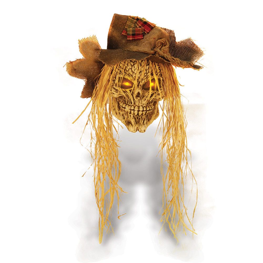 Mad Toys - Halloween Decoration - Creepy Hanging Light-Up Scarecrow Head - 1 Piece - 27in