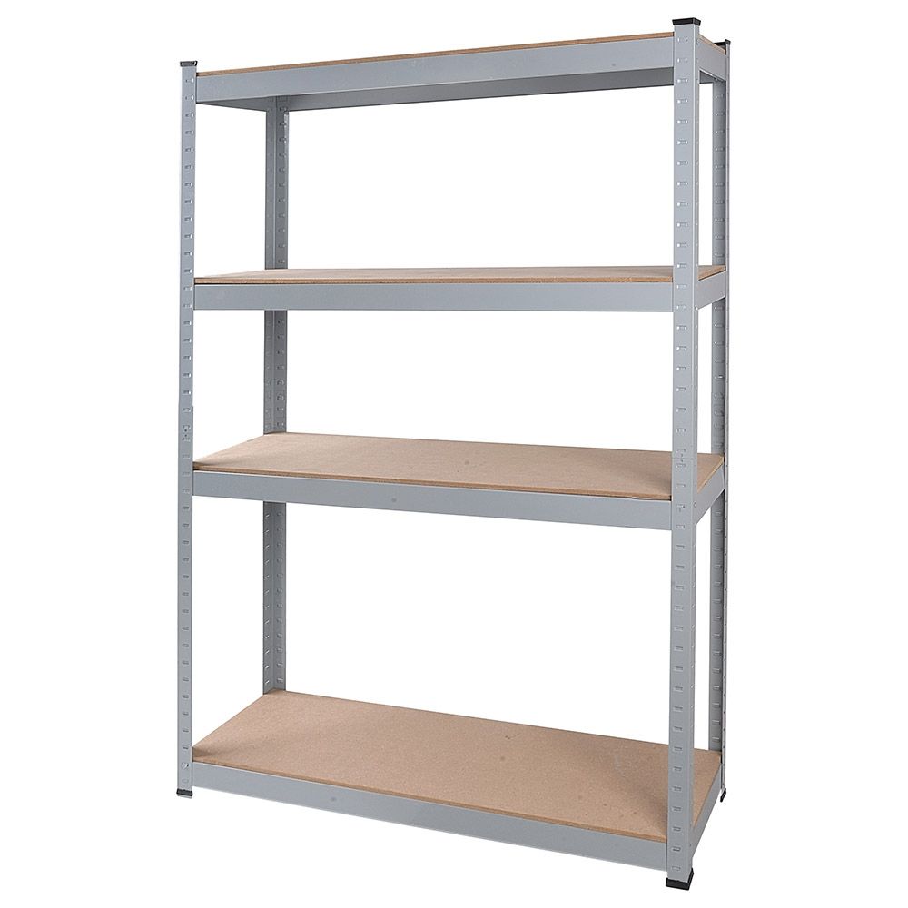 Tactix - 4 Particle Board-Shelf Rack - Grey