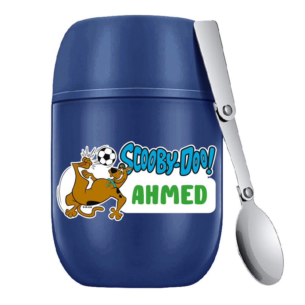 Essmak - Personalized Scoobydoo 1 Food Thermos With Spoon - Blue - 475 ml