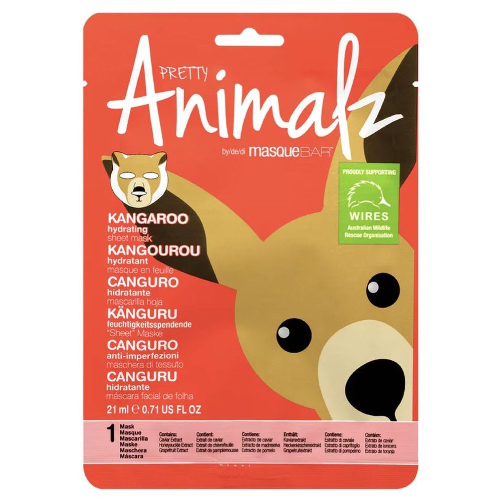 Masquebar - Pretty Animalz Kangaroo Hydrating Sheet Mask - 21ml