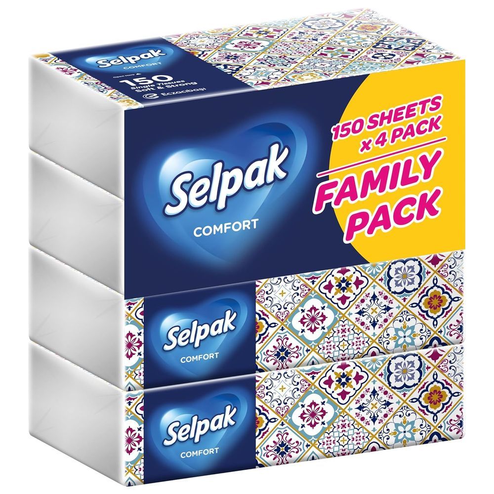 Selpak - Comfort Boxed Facial Tissue - 150 Sheets - Pack of 4