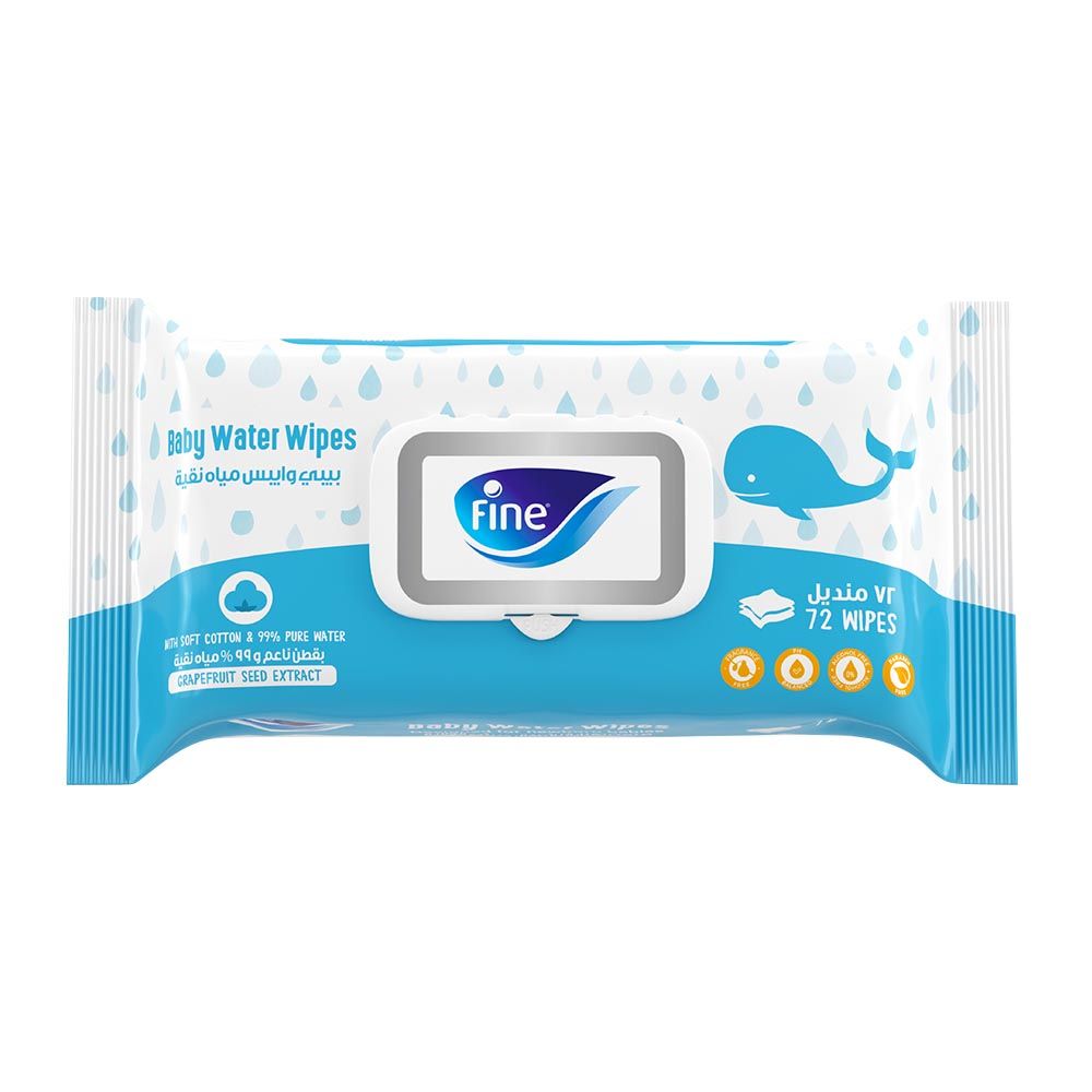 Fine - Baby Water Wipes With Grapeseed Extract - 72pcs