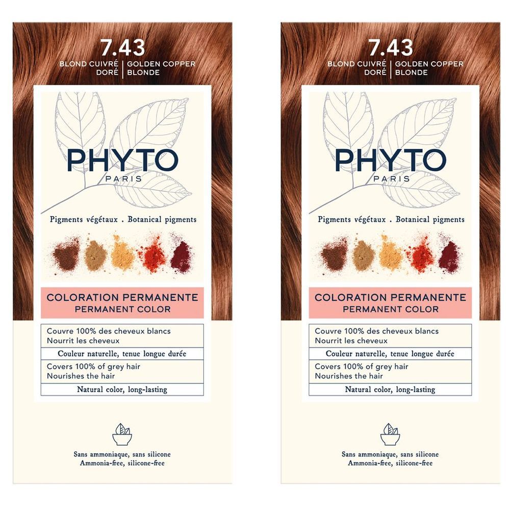 Phyto - Bogo Hair Color 7.43 - Golden Copper Blonde - 2pcs