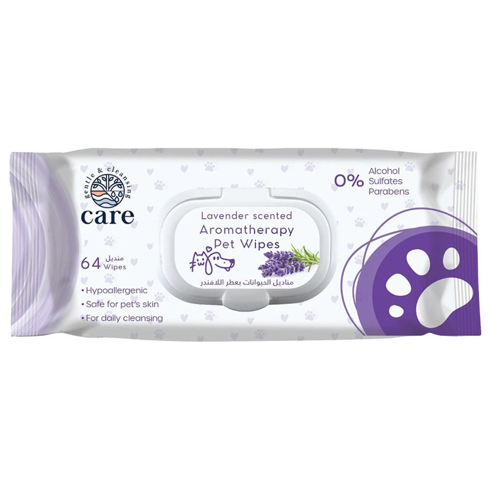 Care - Lavender Scented Aromatherapy Pet Wipes - Pack of 64