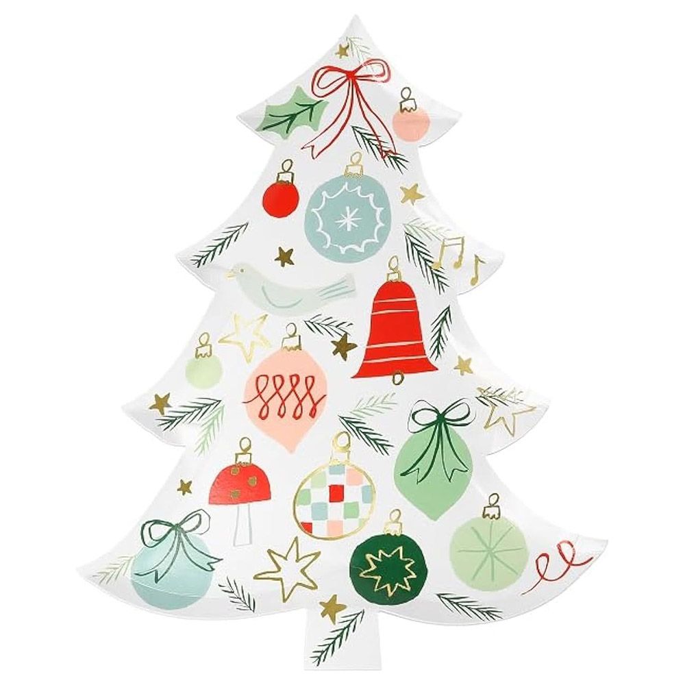 Meri Meri - Festive Pattern Tree Plates - 8pcs