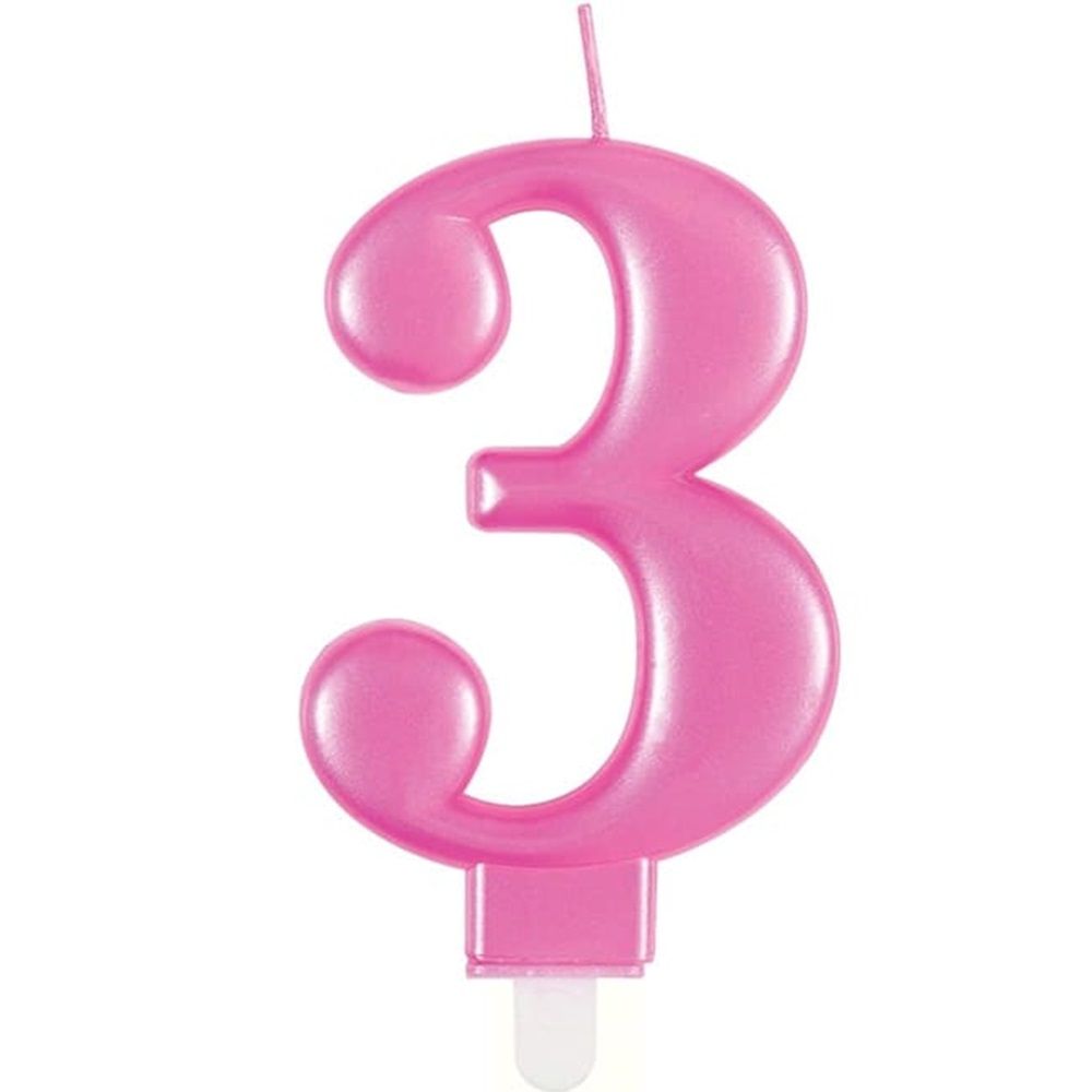 Unique - Number 3 Birthday Candle - Pink