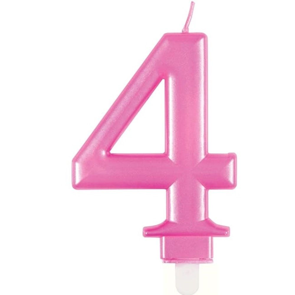 Unique - Number 4 Birthday Candle - Pink