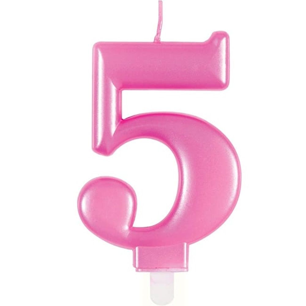 Unique - Number 5 Birthday Candle - Pink