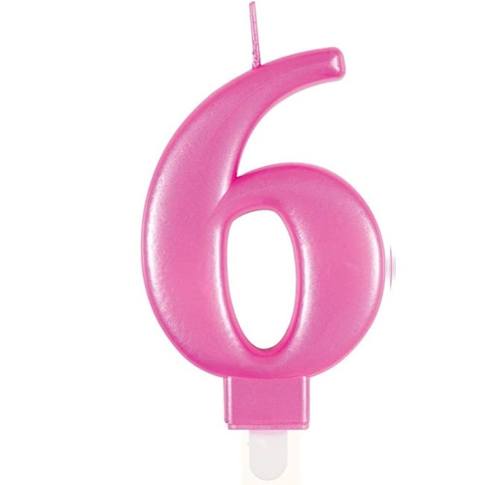 Unique - Number 6 Birthday Candle - Pink