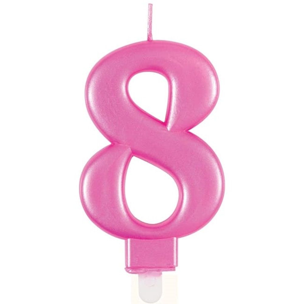 Unique - Number 8 Birthday Candle - Pink