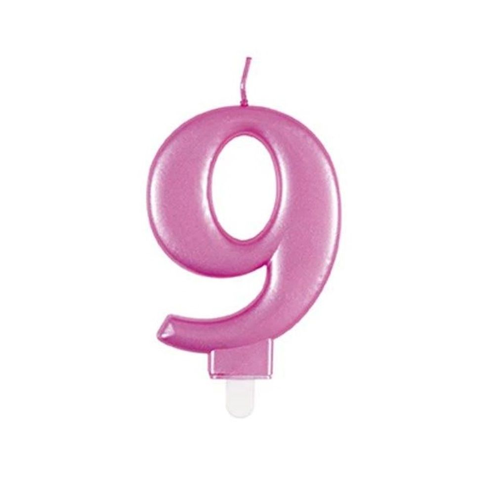 Unique - Number 9 Birthday Candle - Pink