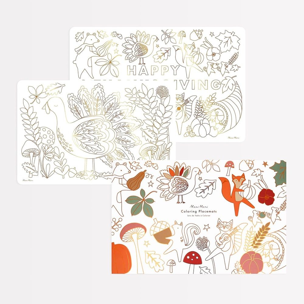 Meri Meri - Thanksgiving Coloring Placemats - Pack of 8