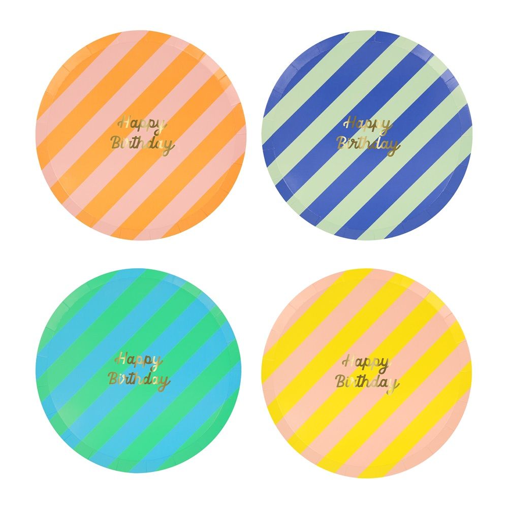 Meri Meri - Stripe Happy Birthday Side Plates