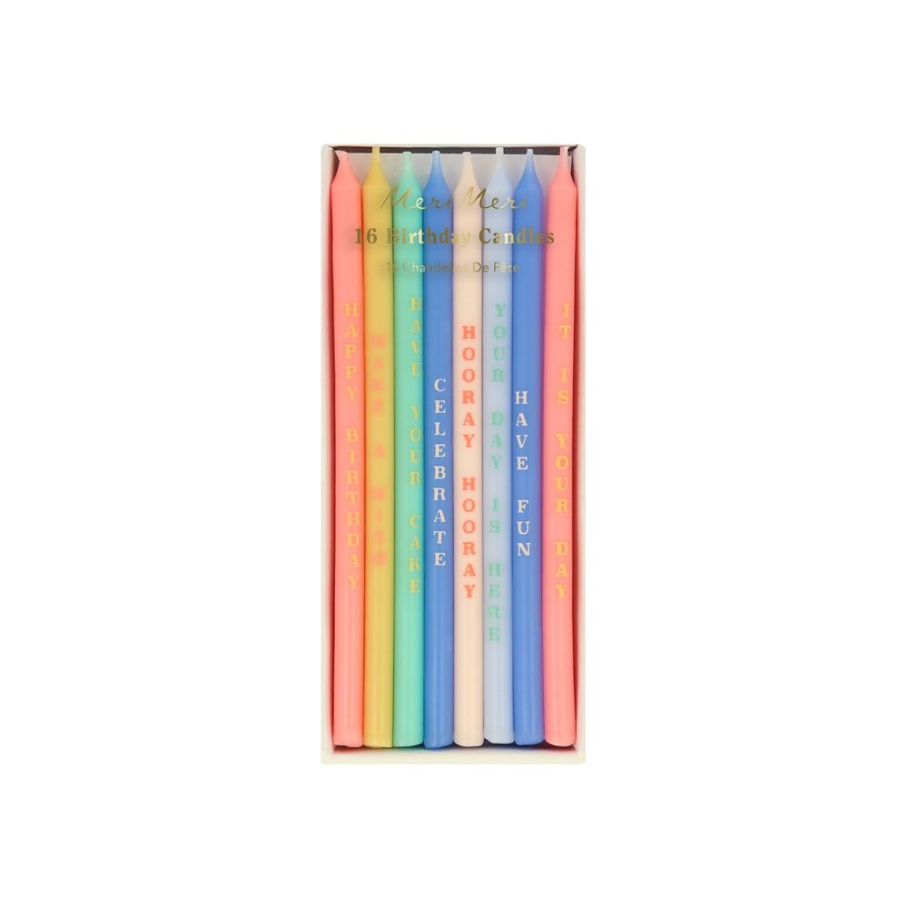 Meri Meri - Birthday Phrases Candles - Pack of 16